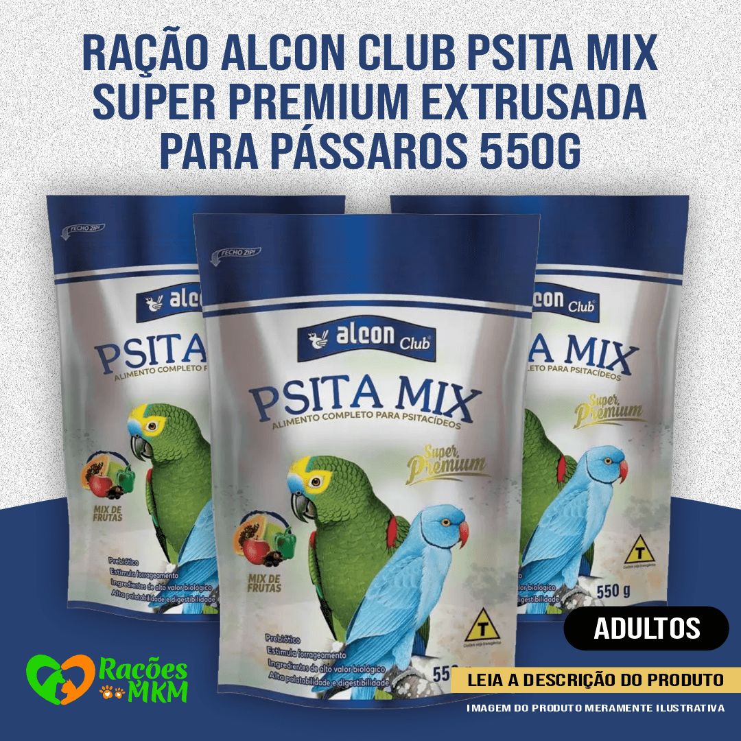 Ração Alcon Club Psita Mix Super Premium Extrusada para Pássaros 550g+