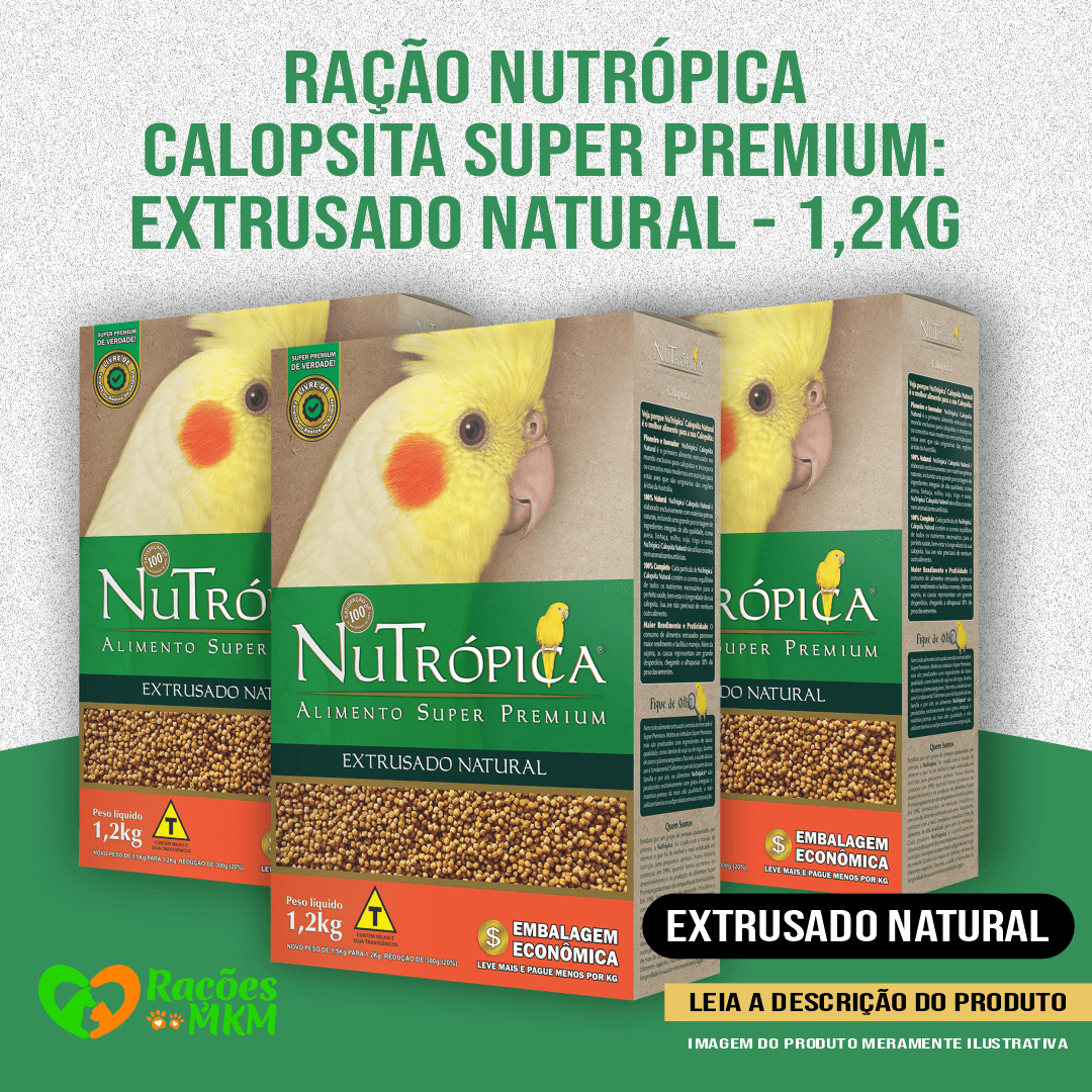 Ração Nutrópica Calopsita Super Premium - Extrusado Natural - 1,2kg