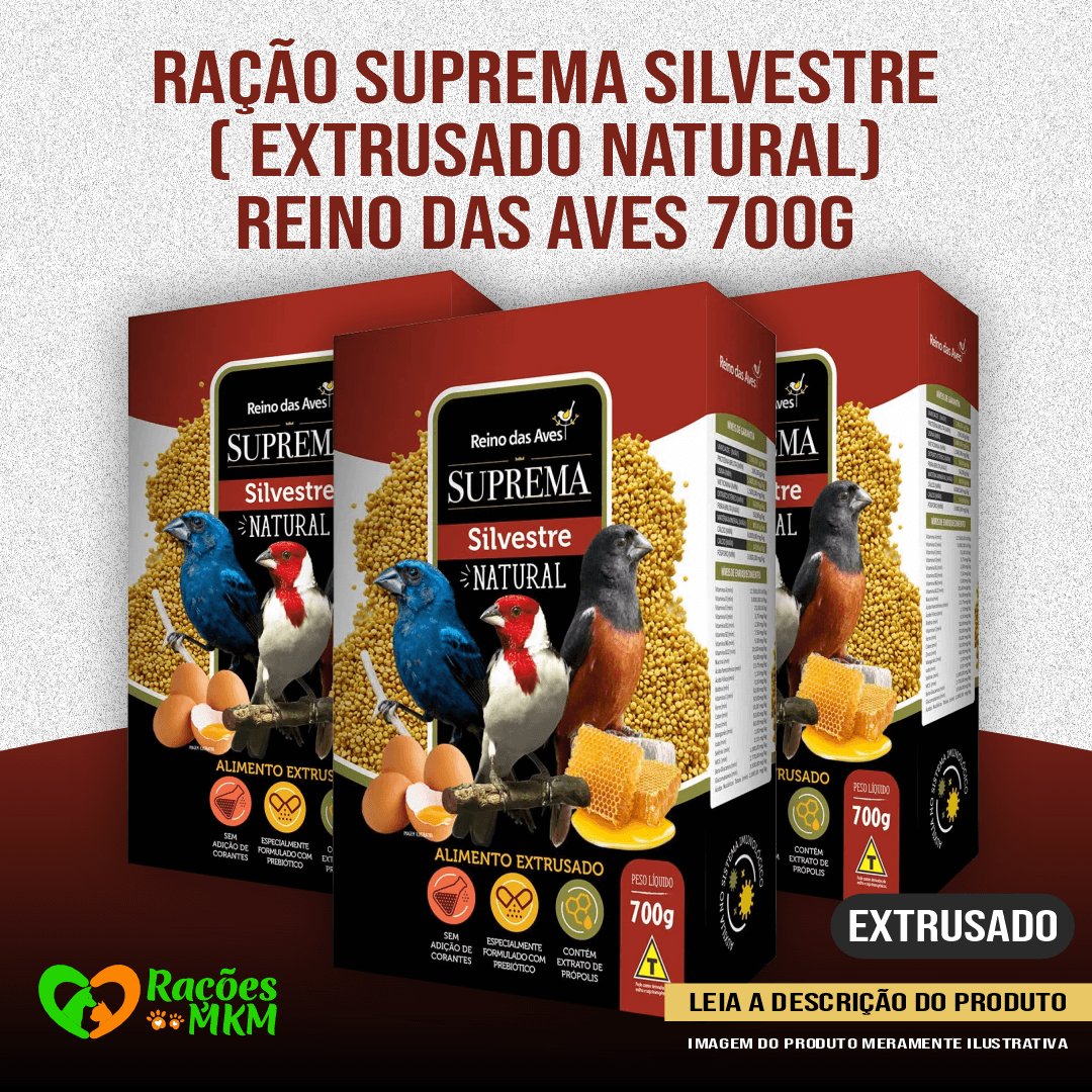 Ração Suprema Silvestre - Extrusado Natural - Reino das Aves 700g