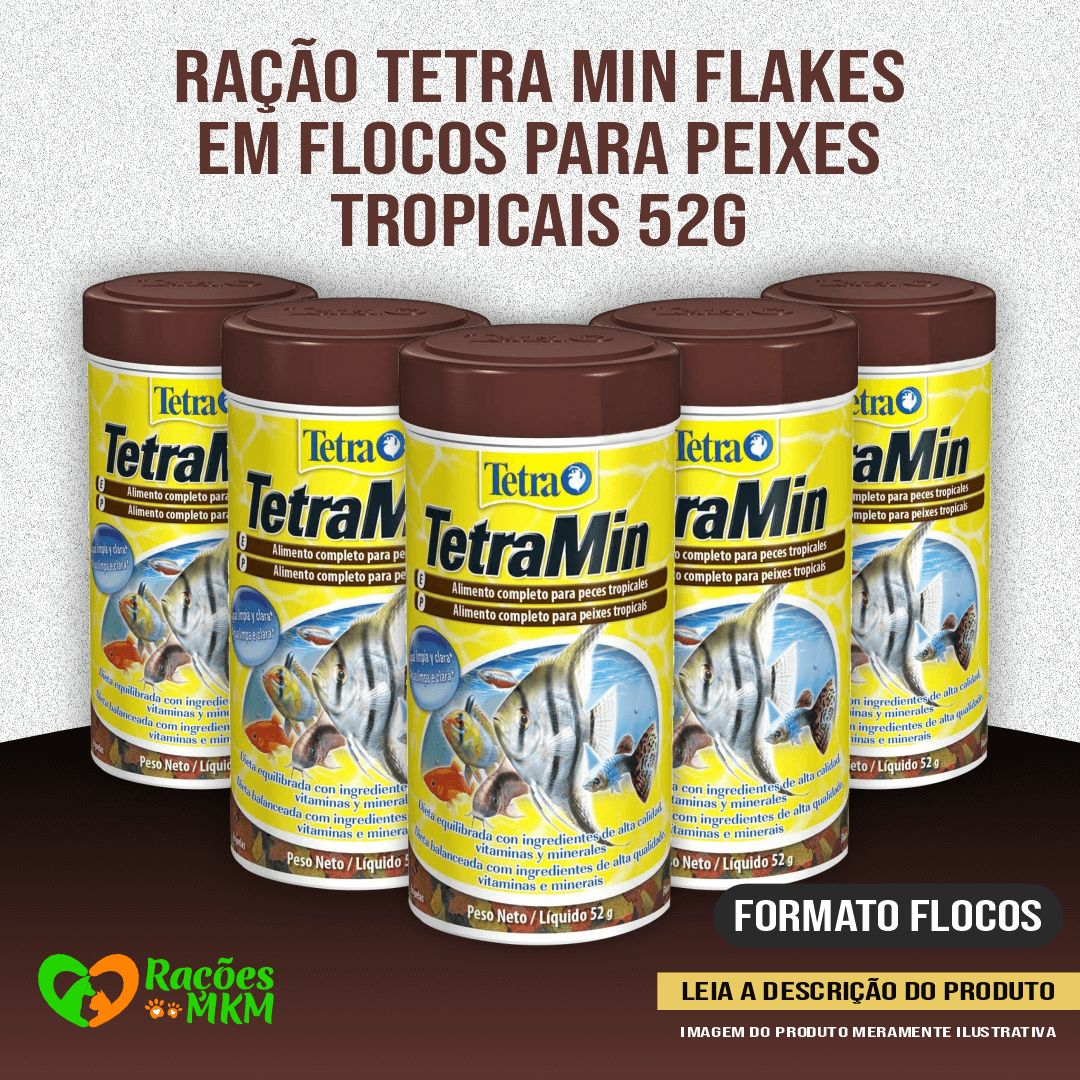 Ração Tetra Min Flakes em Flocos Para peixes Tropicais 52g